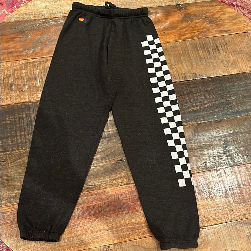 AVIATOR NATION CHECK LEG SWEATPANTS - BLACK